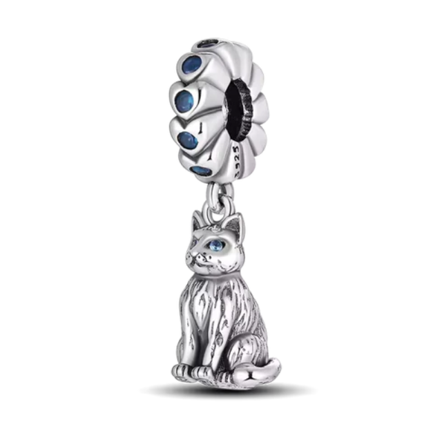 925 Sitting Cat Charm