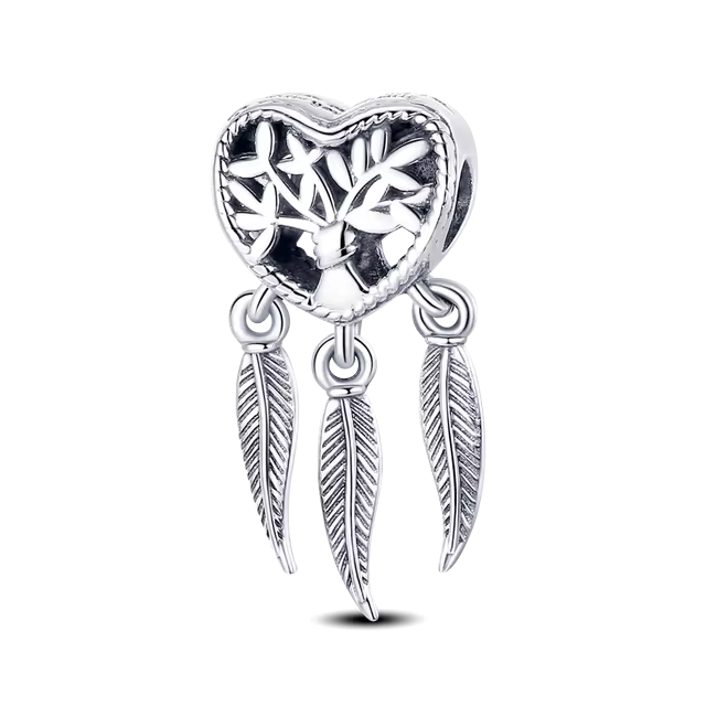 925 Spiritual Tree Heart Charm