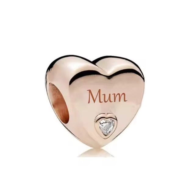 Rose Gold Plated Mum Heart Charm