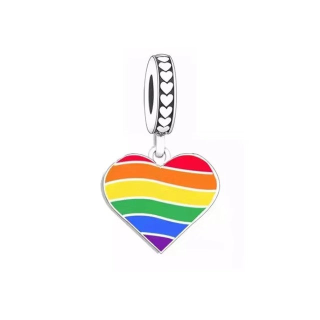 925 LGBTQ Heart Charm