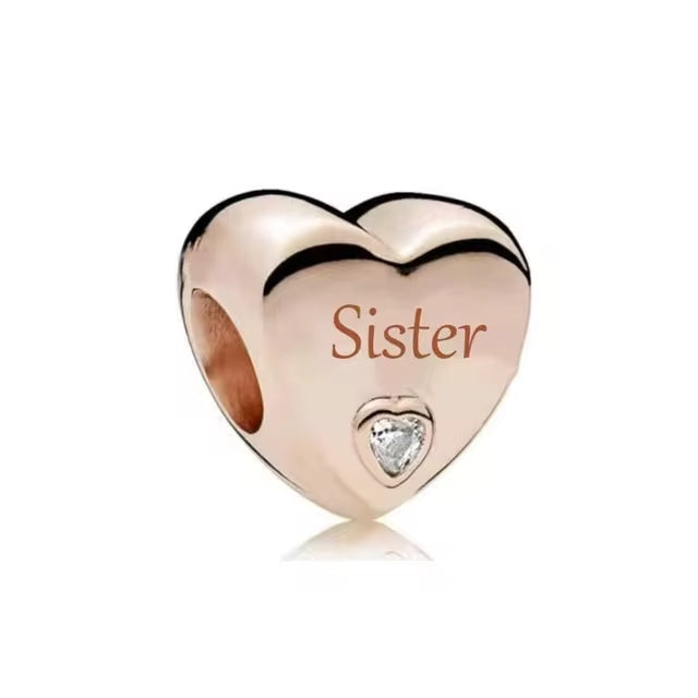 Rose Gold Plated Sister Heart Charm