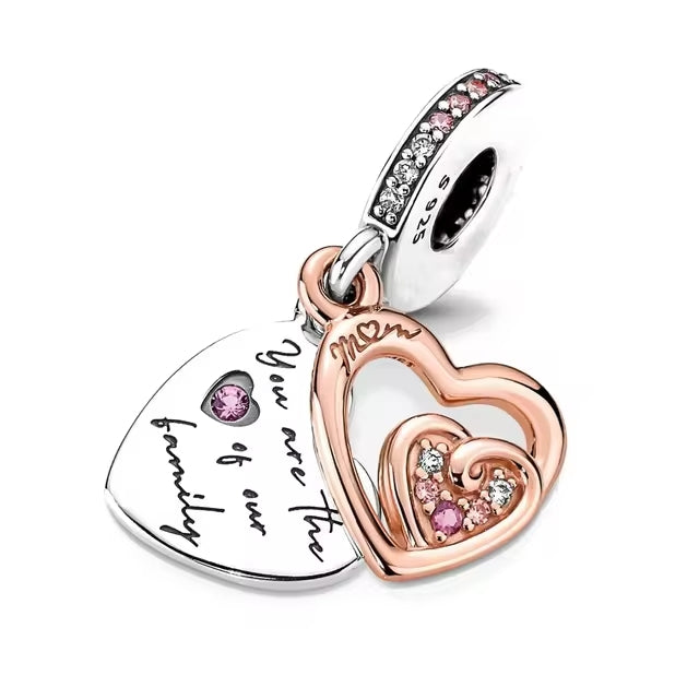 925 Silver Dual Heart Charm