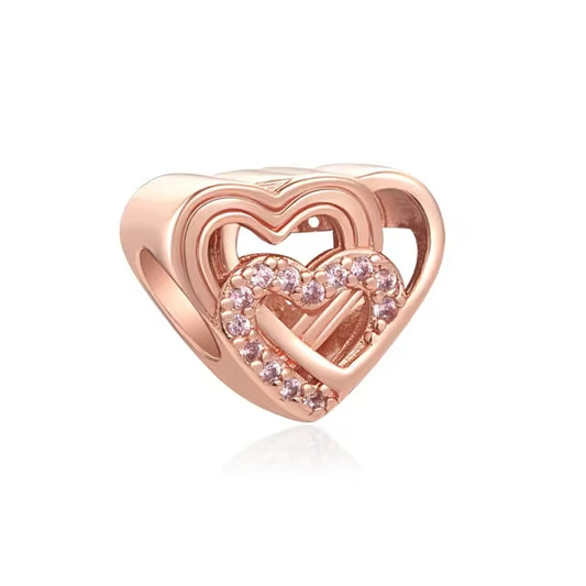 Rose Gold Plated Dual Heart Charm