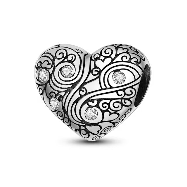 925 Engraved Embossed Heart Charm - Special Something