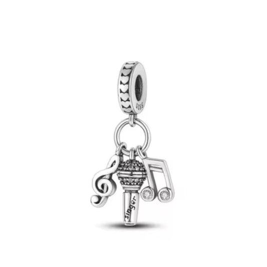 925 Microphone Music Charm