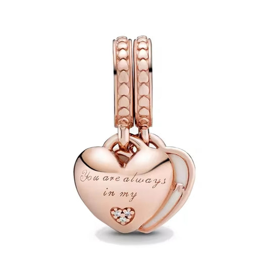 Rose Gold Plated Dual Heart Charm