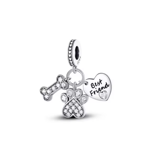 925 Paw Print Best Friend Charm