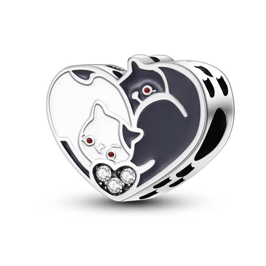 925 Cat Heart Charm