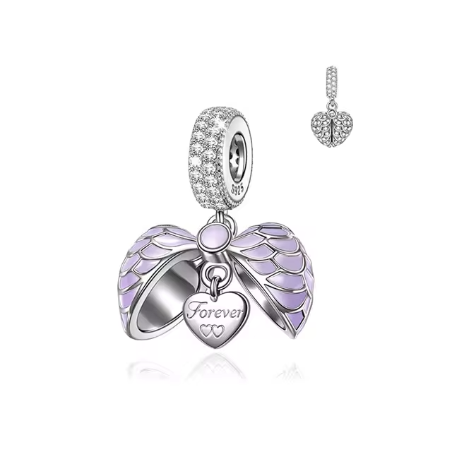 925 Purple Heart Opening Charm