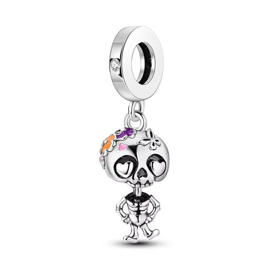 925 Skeleton Halloween Charm