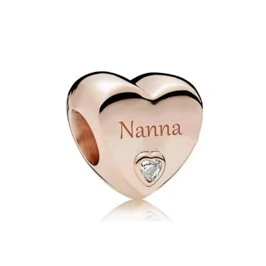 Rose Gold Plated Nana Heart Charm