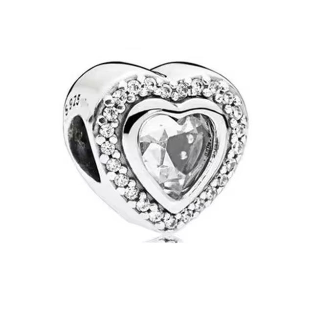 925 Centre Stone Heart Charm