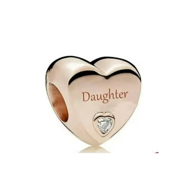 Rose Gold Plated Daughter Heart Charm