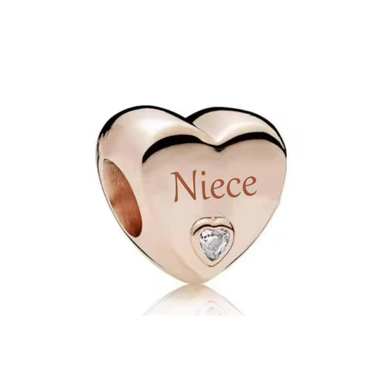 Rose Gold Plated Niece Heart Charm