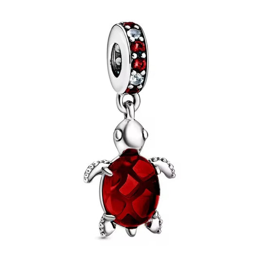 925 Red Turtle Charm