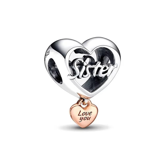 925 Sister Heart Charm