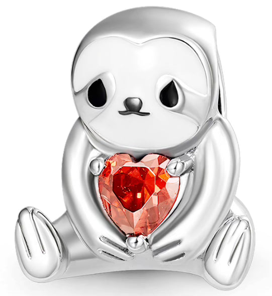 Sloth Love Heart Diamante Charm