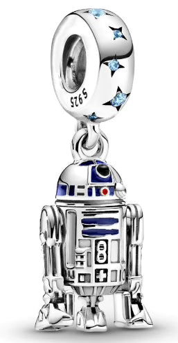 Blue Diamante Futuristic Robot Pendant Charm