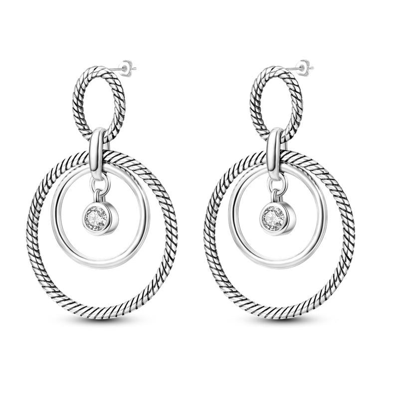 Triple Loop Diamante Pendant Earrings