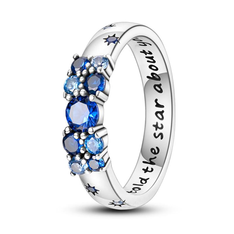 Blue Diamante Inscribed Ring