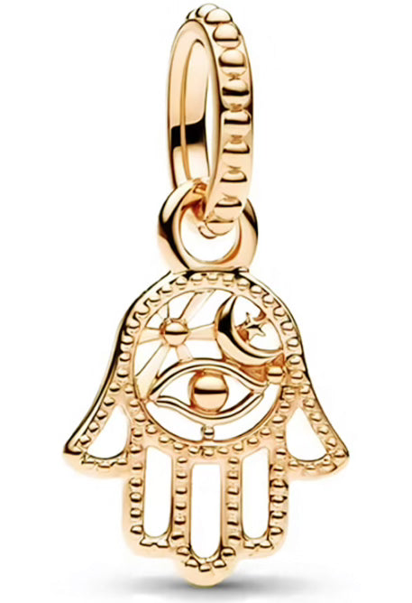 Golden Hamsa Hand Detail Pendant Charm