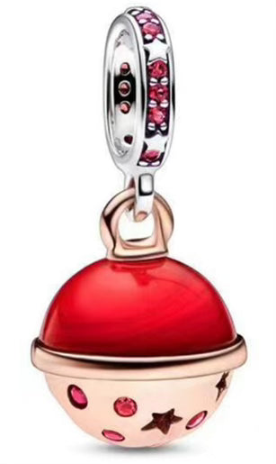 Rose Gold & Red Planet & Stars Pendant Charm