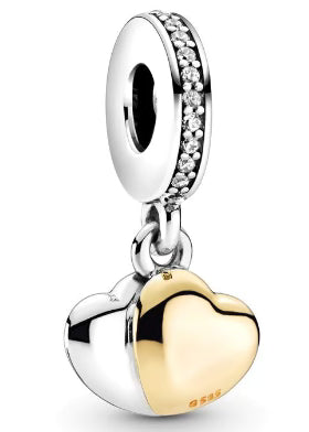 Double Love Hearts Golden Pendant Charm