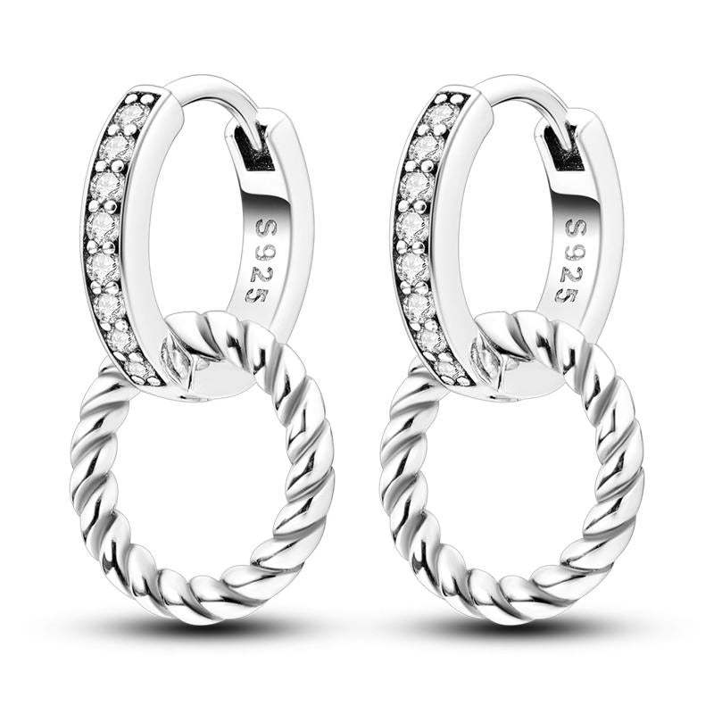 Diamante & Rib Diamante Loop Earrings