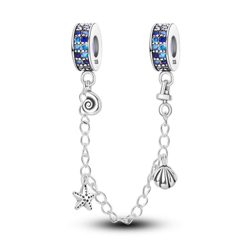Blue Diamante Seashells Chain Charm