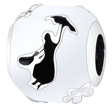 Flowers & Umbrella Woman Round Charm