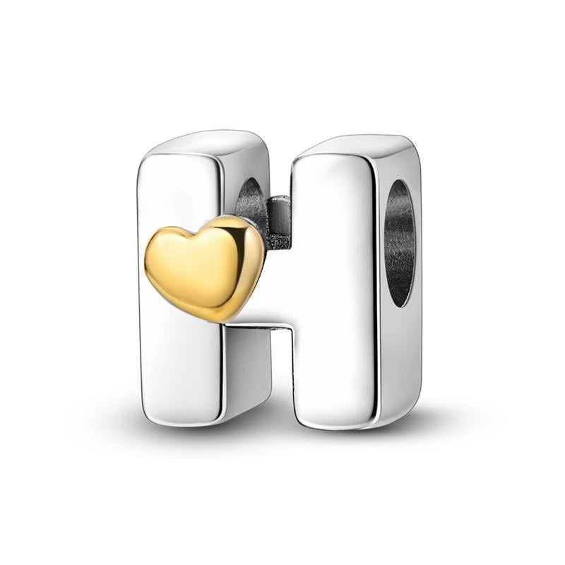 H Golden Love Heart Charm