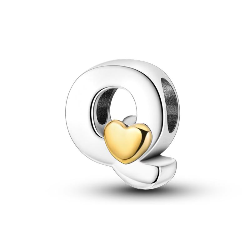 Q Golden Love Heart Charm