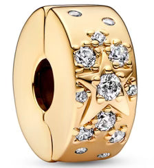 Golden Star Diamante Round Charm