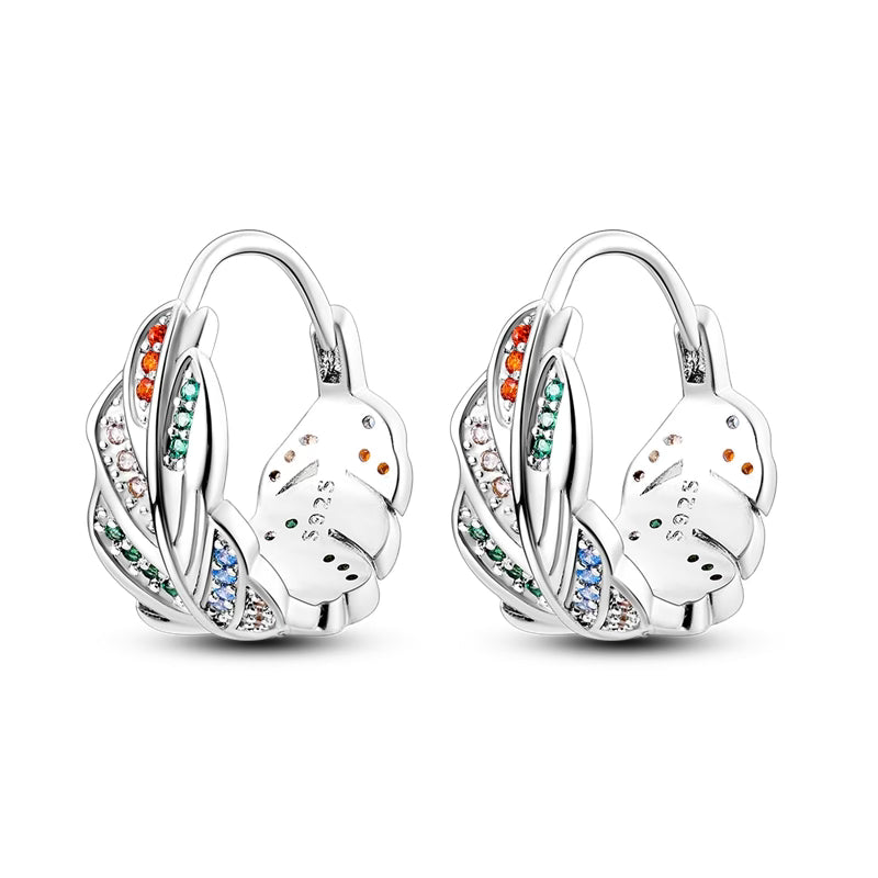 Colourful Plait Diamante Loop Earrings