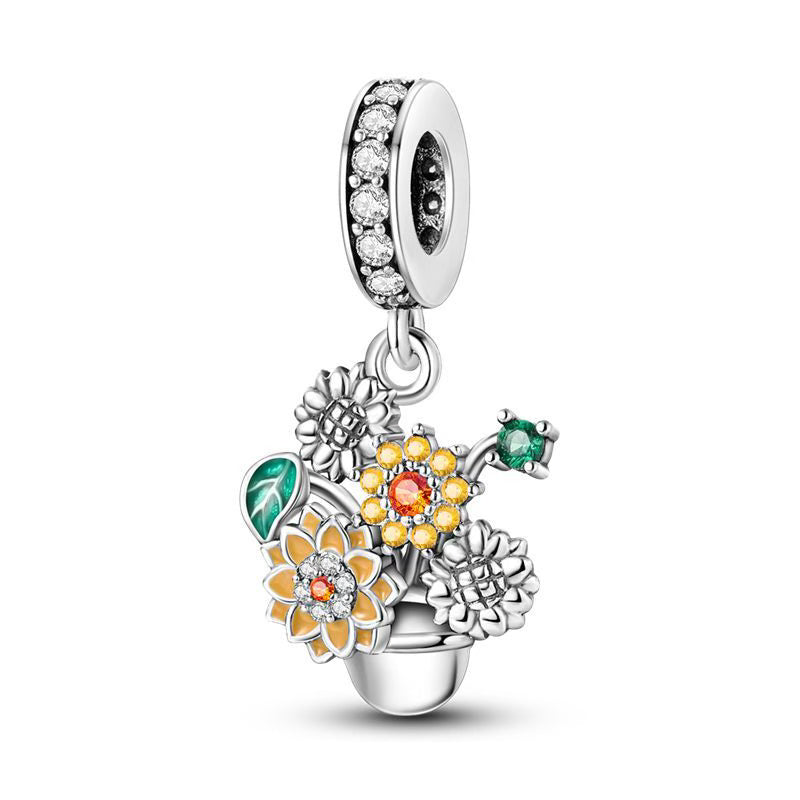 Flower Pot Diamante Pendant Charm