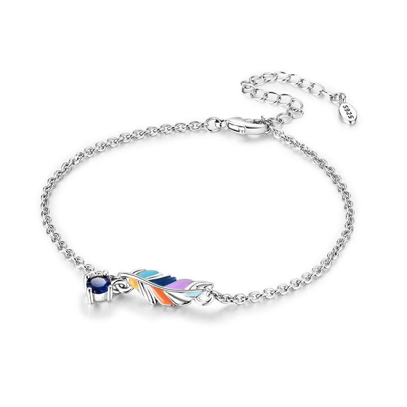 Colourful Feather Chain Charm Adjustable Bracelet