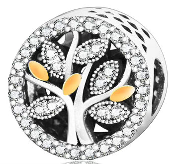 Tree Of Life Diamante Round Charm
