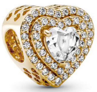 Diamante Layered Love Hearts Charm