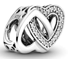 Interlocked Diamante Love Heart Charm