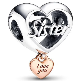 Sister Love Heart Rose Gold Love You Charm
