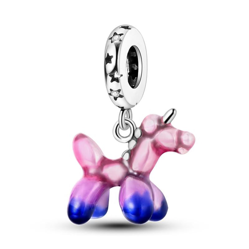 Pink Balloon Puppy Pendant Charm