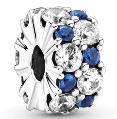Blue & White Diamante Round Charm