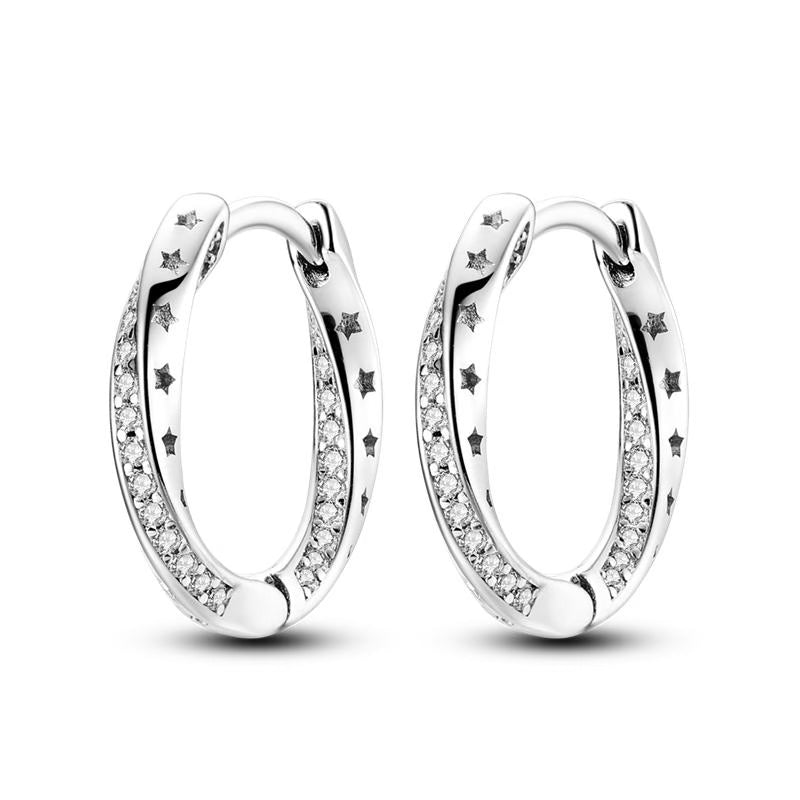 Diamante Stars Loop Earrings