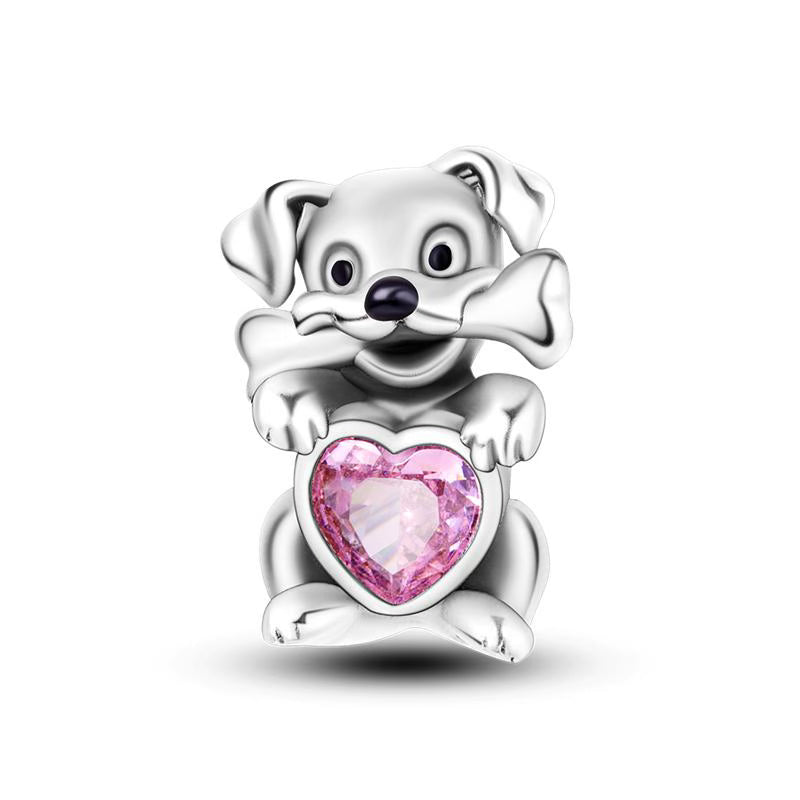Fetch Puppy Pink Love Heart Diamante Charm
