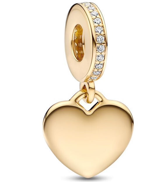 Golden Love Heart Diamante Pendant Charm