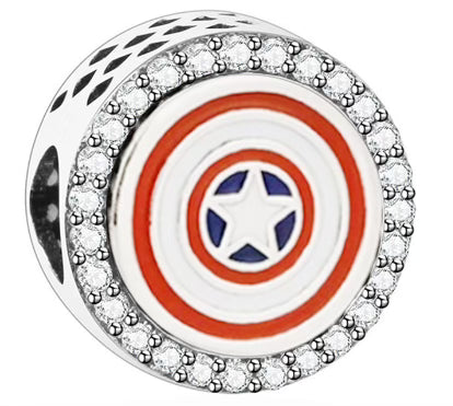 Superhero American Shield Round Charm