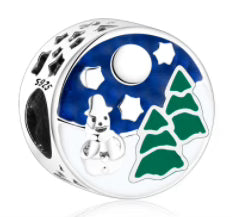 Winter Snow & Trees Round Charm