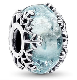 Frosted Glacier Snowflake Round Charm