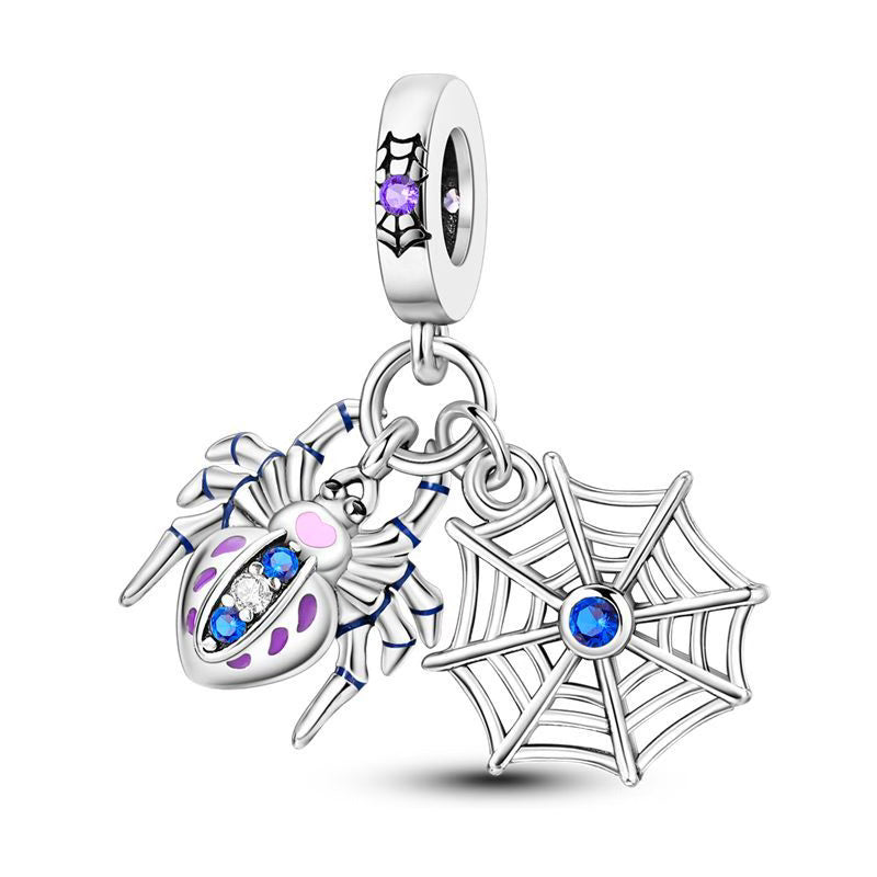 Spider & Web Diamante Pendant Charm