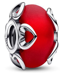 Red Love Hearts Round Charm